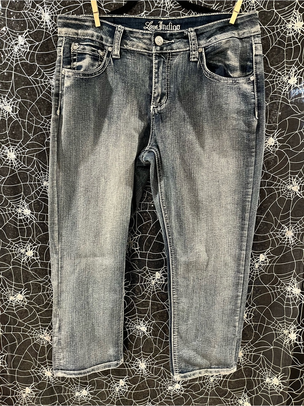 Love Indigo Faded Blue Cropped Jeans